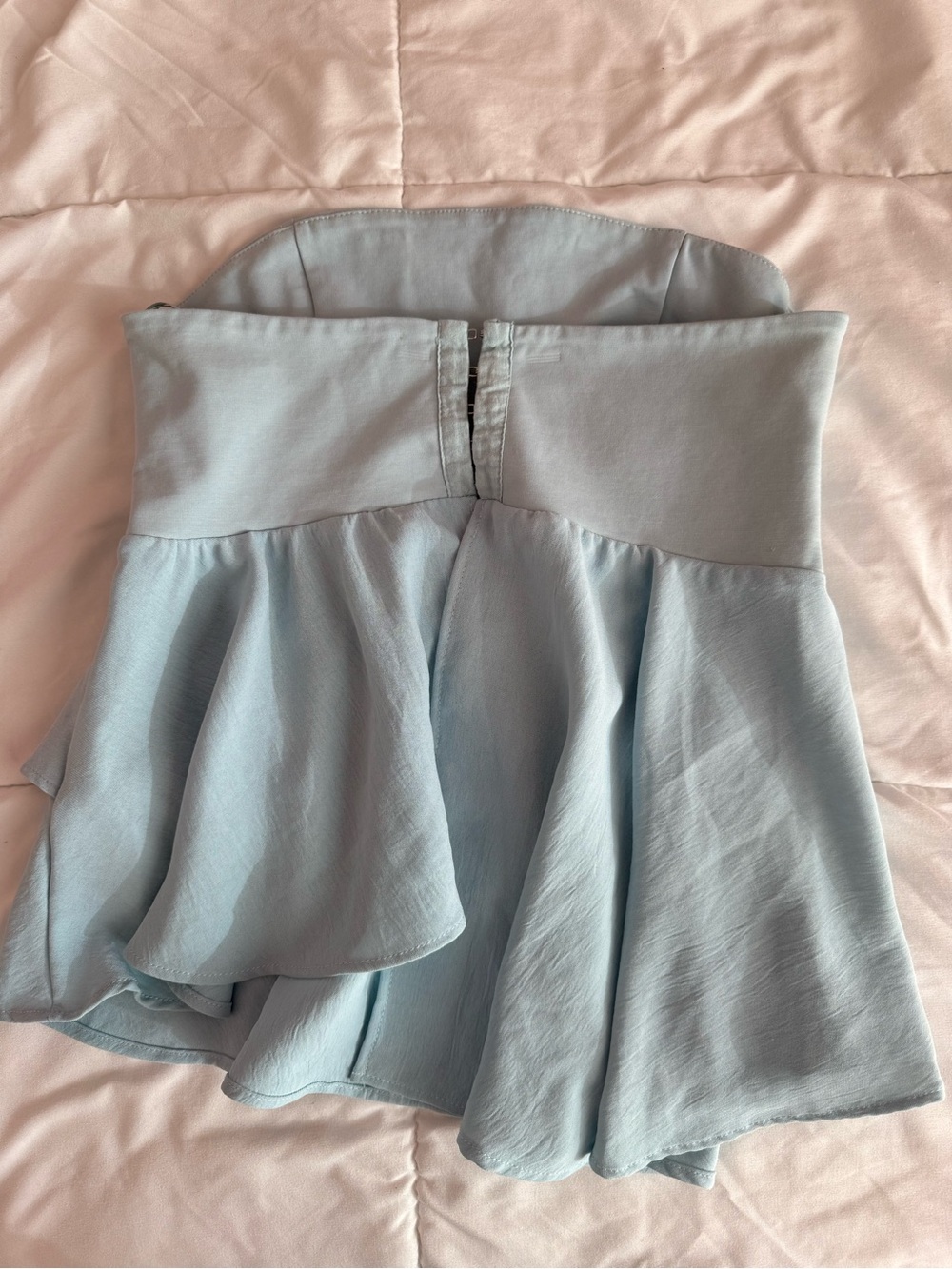 Zara Powder Blue High-Low Ruffle Skirt - Picture 2 of 4